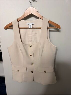 Sincerely Jules Cream Sleeveless Button Vest and skirt set